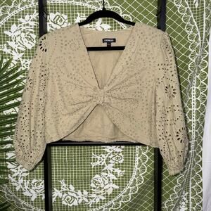 Express Vintage Pinstripe Lace Trim Cami